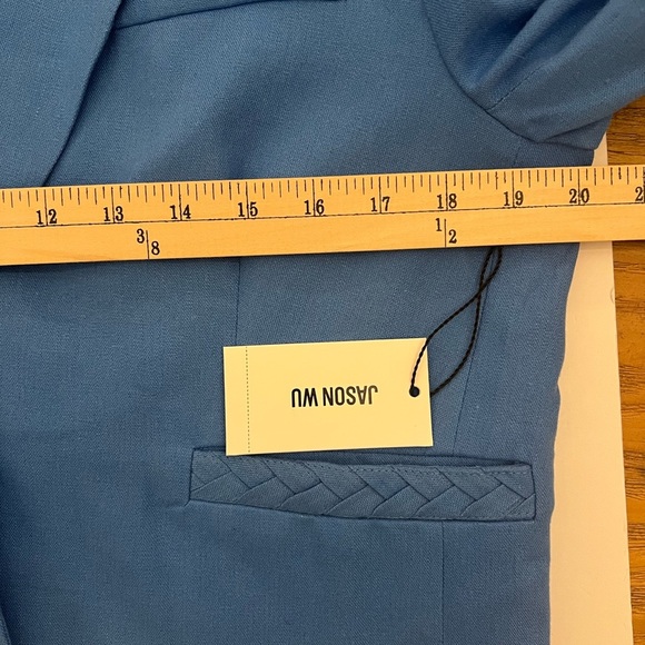 Jason Wu Linen Cropped Blazer Pant Suit Braided Trim Blue Women Size 1… - Picture 12 of 16